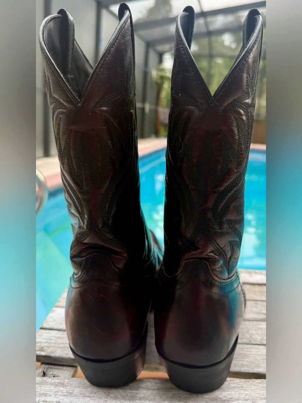 LAREDO BIRCHWOOD WESTERN LEATHER BOOTS BLACK CHERRY MENS SIZE 11D